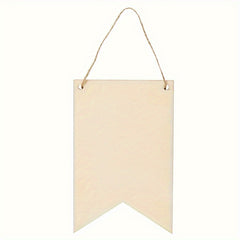 10pcs Natural Wooden Flags for DIY Crafts & Decorations with Twine