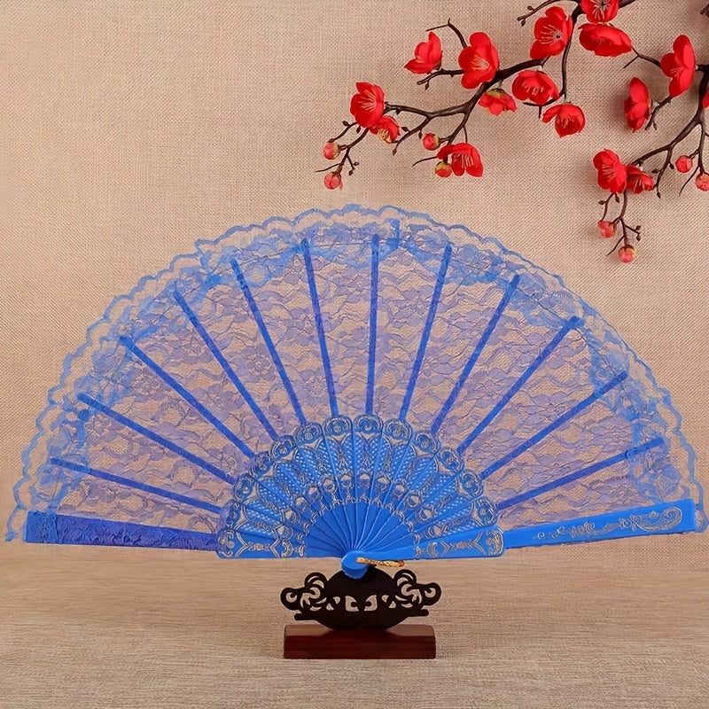 European Vintage Lace Fan Summer Orchid Fan