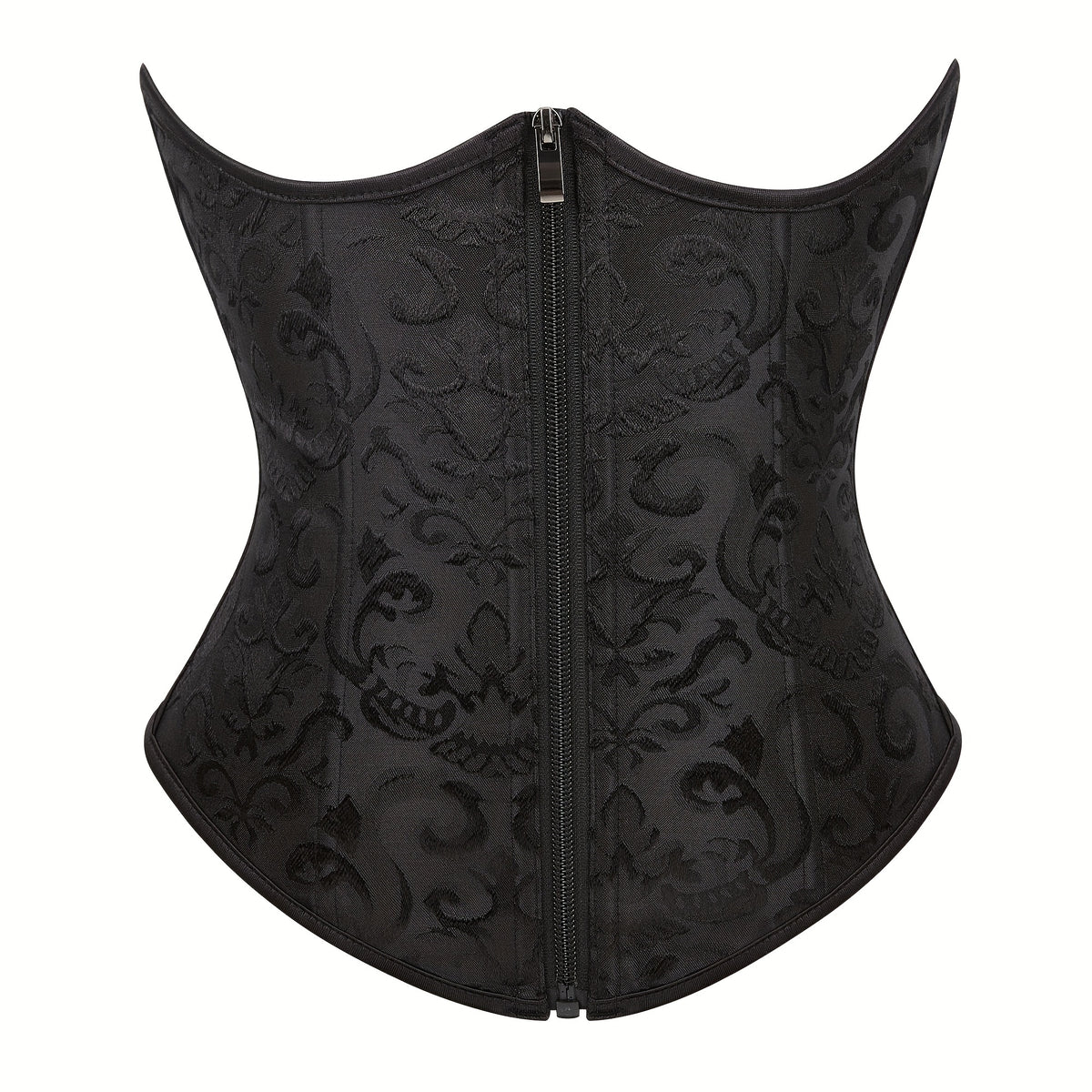 Jacquard Strapless Corset Bustier Tummy Control Lace Up Zipper Body Shaper