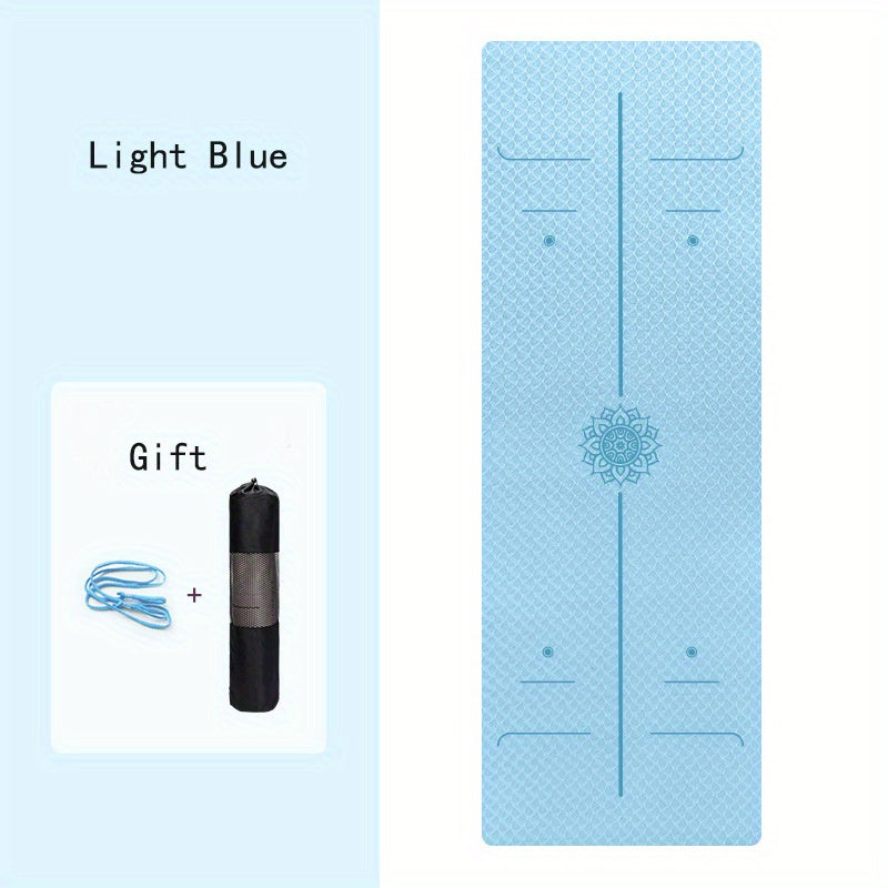 6mm Soft TPE Yoga Mat With Asana Guide Line & Storage Bag