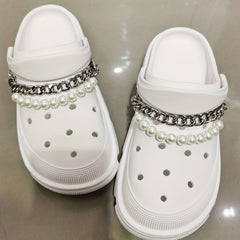 2pcs Faux Pearl Shoe Clogs Chains DIY Accessories