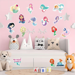 100pcs Mermaid Stickers For Laptop Cups Water Bottles Skateboard Luggage