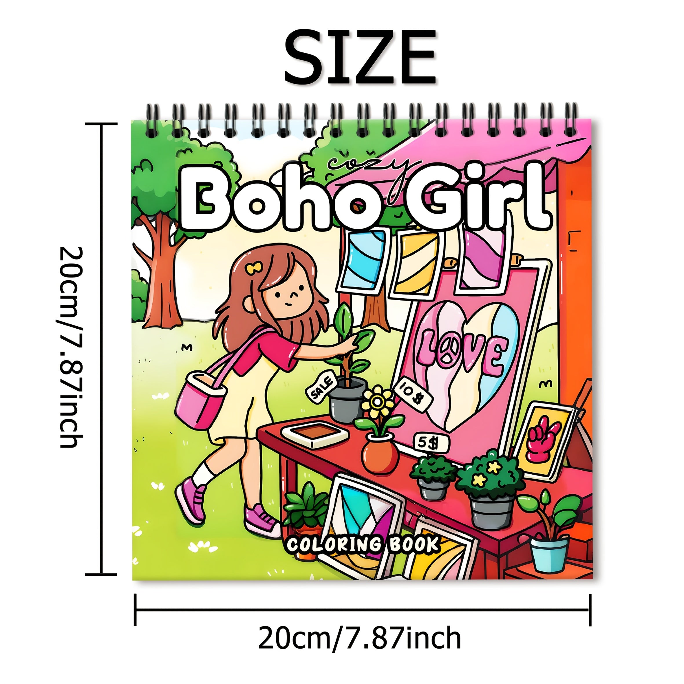 Boho Girl Adult Coloring Book 24 Pages Vibrant Patterns Non T