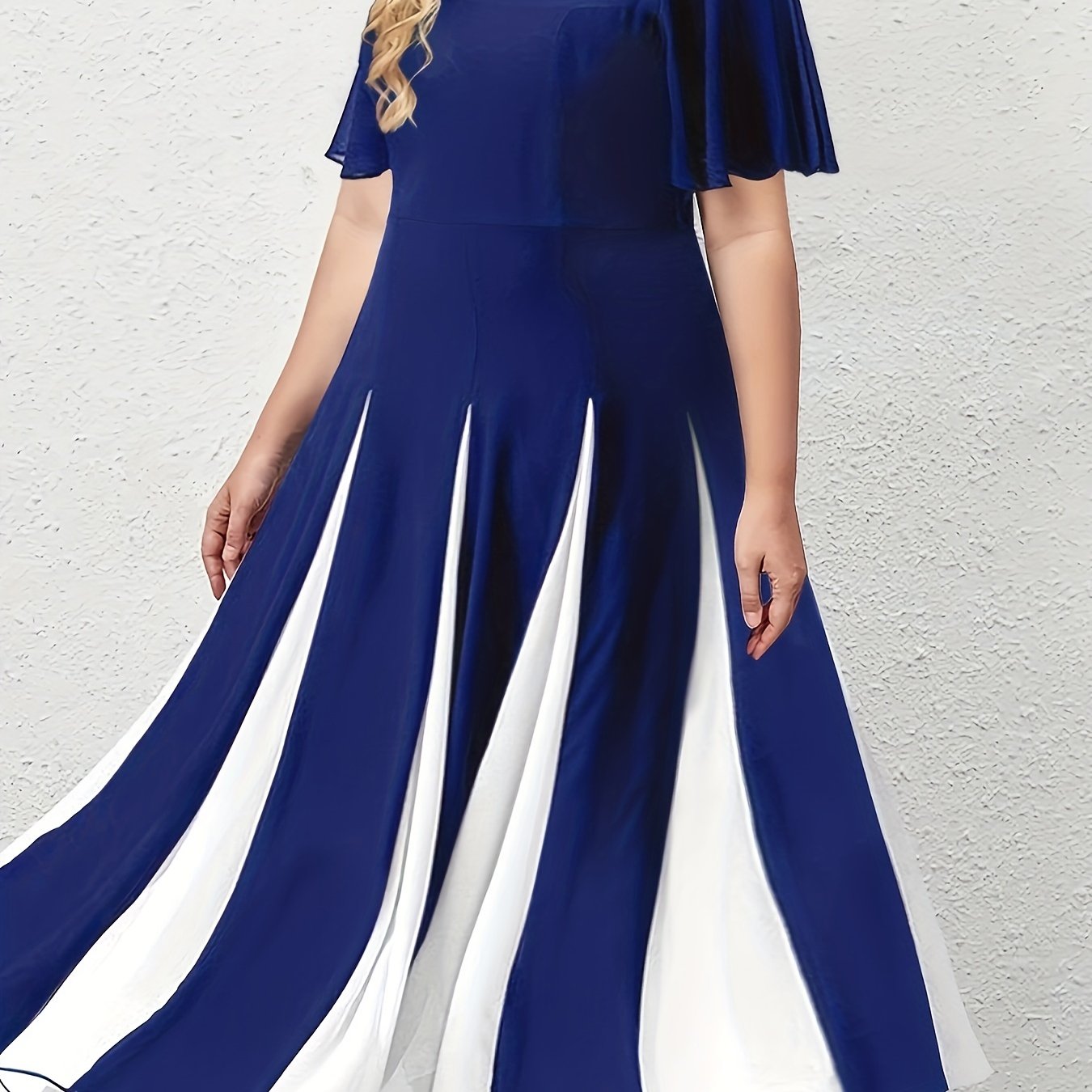 Flutter Sleeve Round Neck A-line Dress