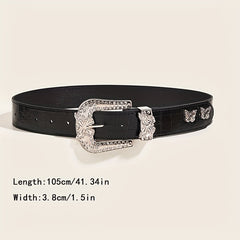 Butterfly Buckle PU Belt Y2K Vintage Rhinestone Punk Belts