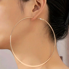 Exaggerated Big Circle Hoop Earrings Retro Hip Hop Style Alloy Jewelry