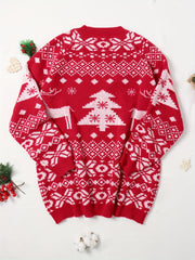  Christmas Sweater Dress Women's Plus Elk & Snowflake & Tree Pattern