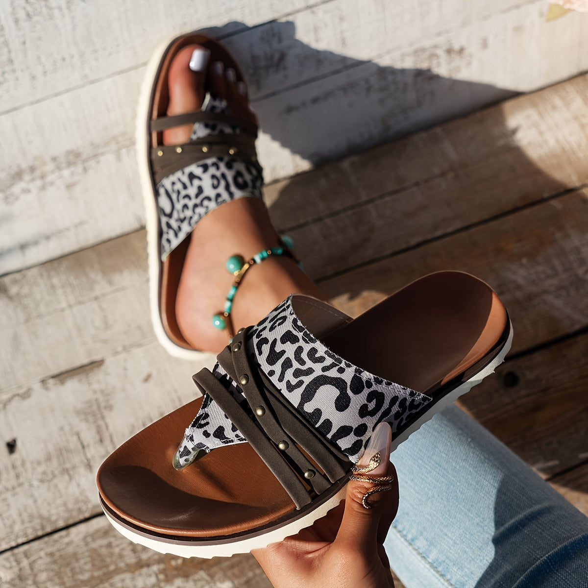 Leopard Pattern Sandals Women's Flip Flops