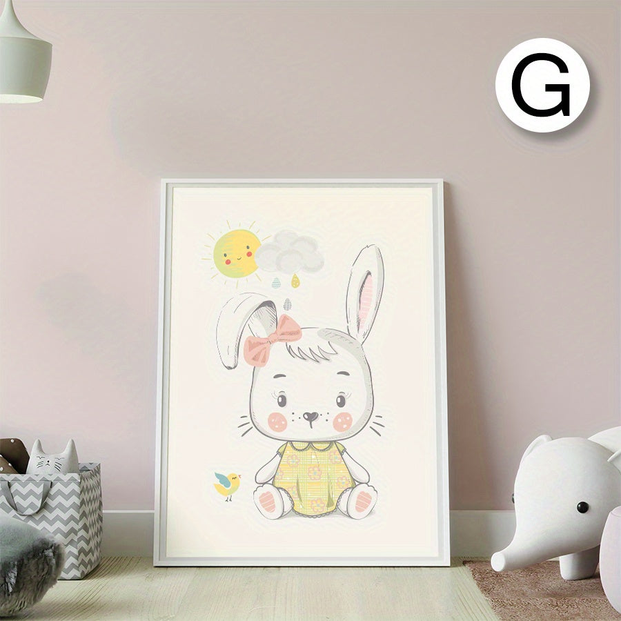 Watercolor Style Animal Cartoon Poster Room Decoration Elephant Bear Rabbit