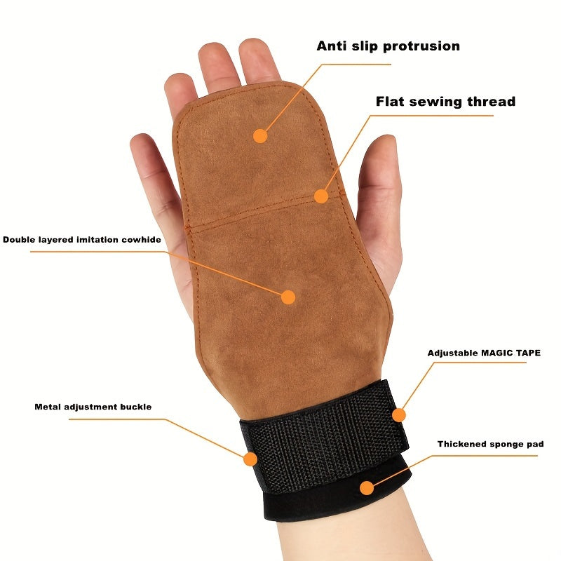 Strength Training Cowhide Palm Guard Weightlifting Wrist Guard Gloves