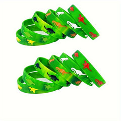 6pcs Camo Dinosaur Wrist Strap Silicone Bracelet