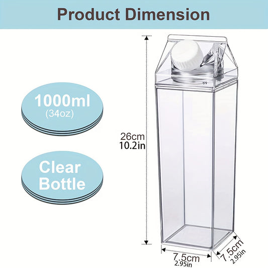 Aeyeele 17oz 34oz Milk Box Water Bottle Portable Square Bottle