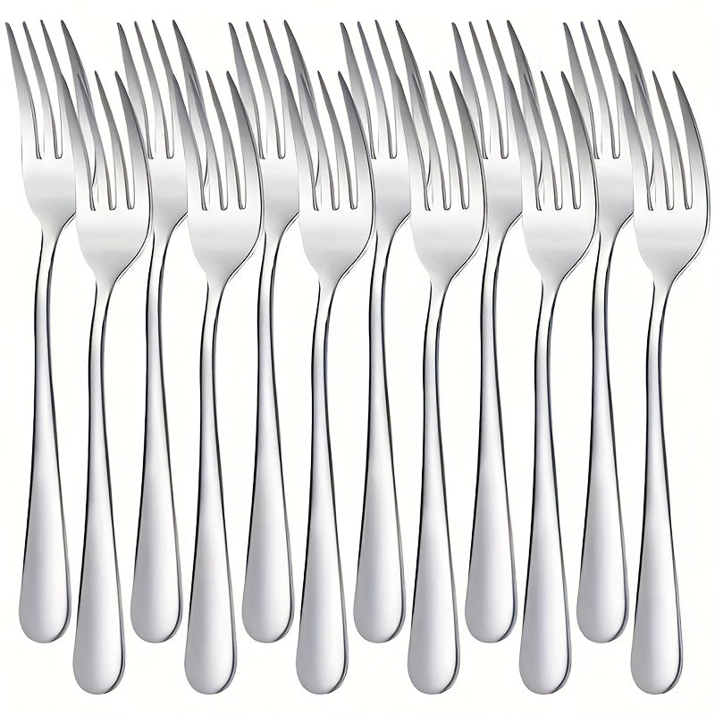 12pcs Stainless Steel Tableware Set Mirror Polished Spoon Silver
