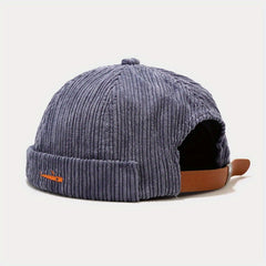 Cotton Brimless Beanie Cap Corduroy Sailor Hat Small Fish Pattern Unisex