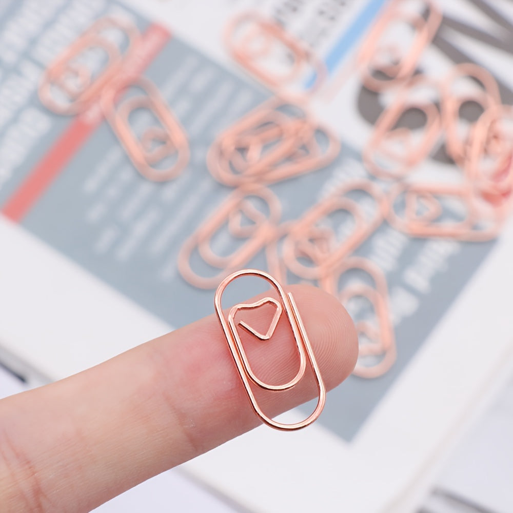 50pcs Heart Shape Paperclips for Office School Organizer Supplies