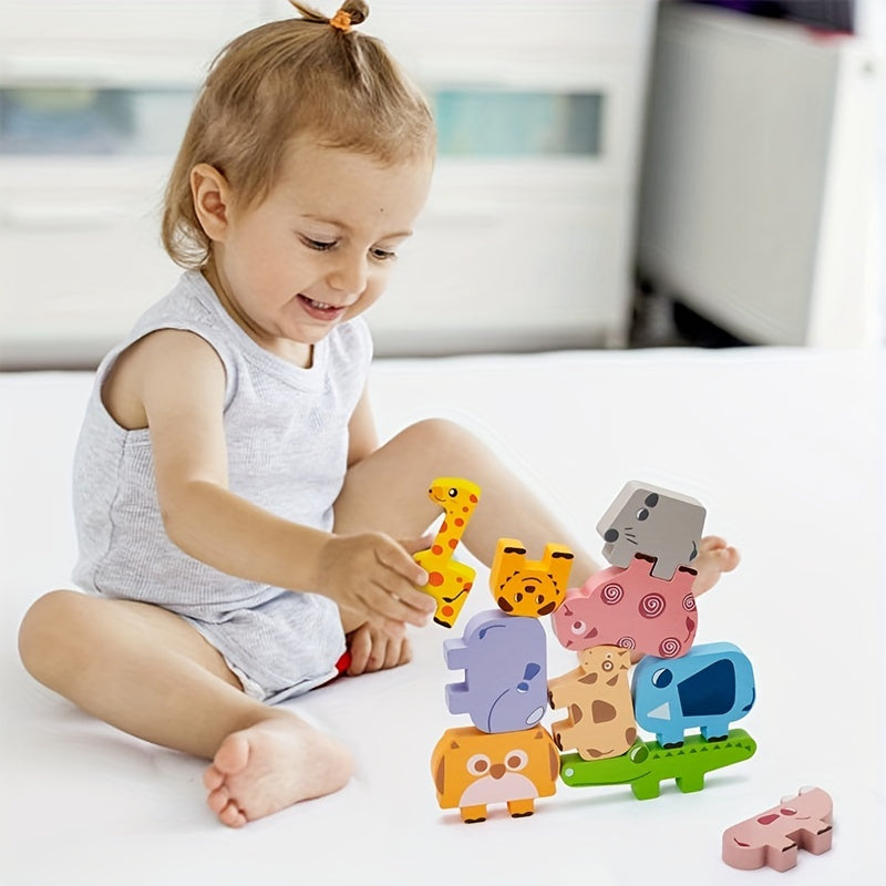 LZOY Montessori Wooden Blocks Sorting & Stacking Toys for Toddlers