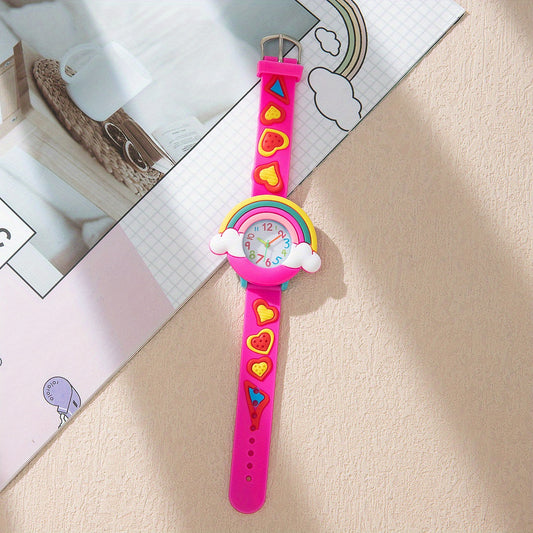 Rose Red Rainbow Casual Watch Women, Analog Quartz Wristwatch