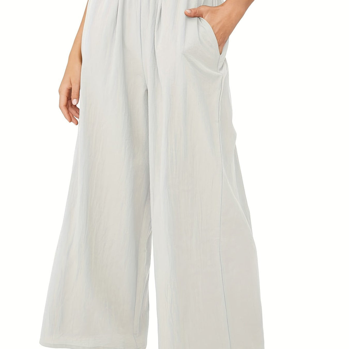 Wide Leg Elastic Waist Casual Pants for Women