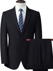 Men's Two Button Suit Jacket & Dress Pants Set - Business Dinner Wedding