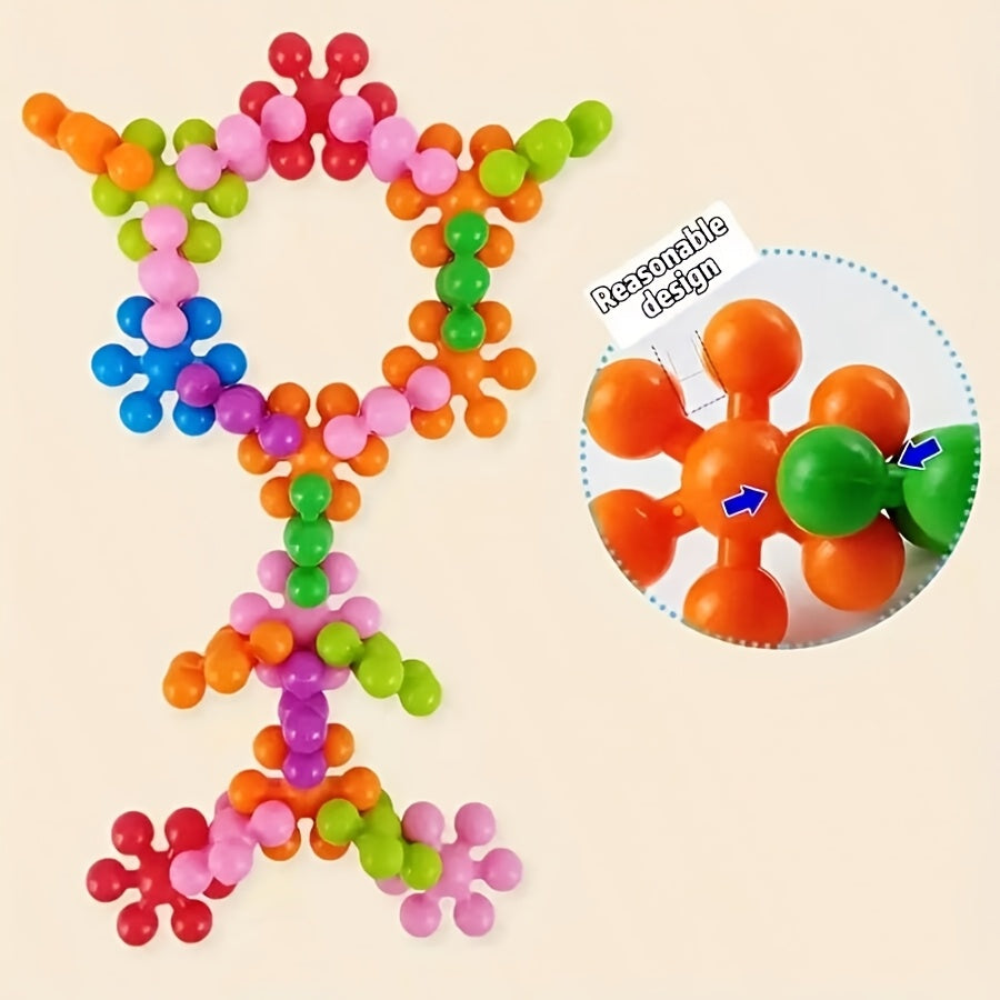3D Snowflake Building Blocks Set Mixed Plastic Puzzle DIY Educational Toy