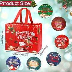 6pcs Reusable Christmas Gift Bags with Handles Non Woven Fabric