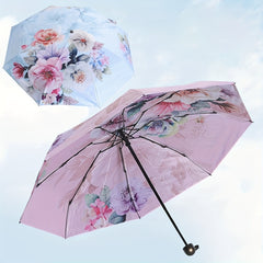 Double Sided Printed Sunshade Umbrella UV Protection Waterproof Windproof