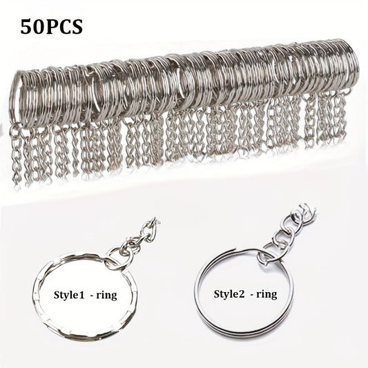 50pcs Metal Blank Keyring Split Rings Keyfob Key Rings Lobster Clasp Keychains