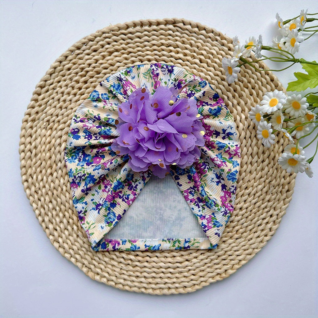 Soft Elastic Strip Flower Baby Hat For Girls