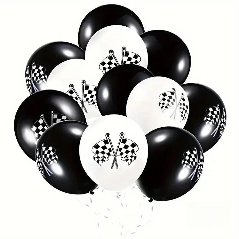10pcs Checkered Flag Balloons Racing Car Theme Birthday Party Decoration