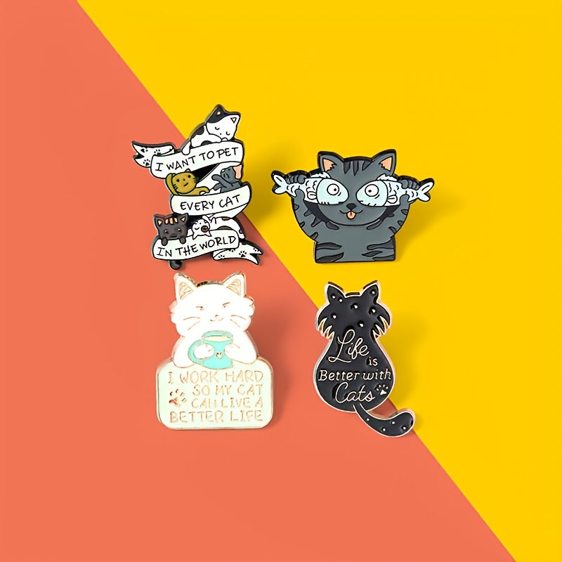 Cat Fish Charming Emblem Pet Brooch Enamel Lapel Pin Decorative Badge