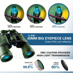 20x50 Professional Binoculars For Adults - Bird Watching Waterproof