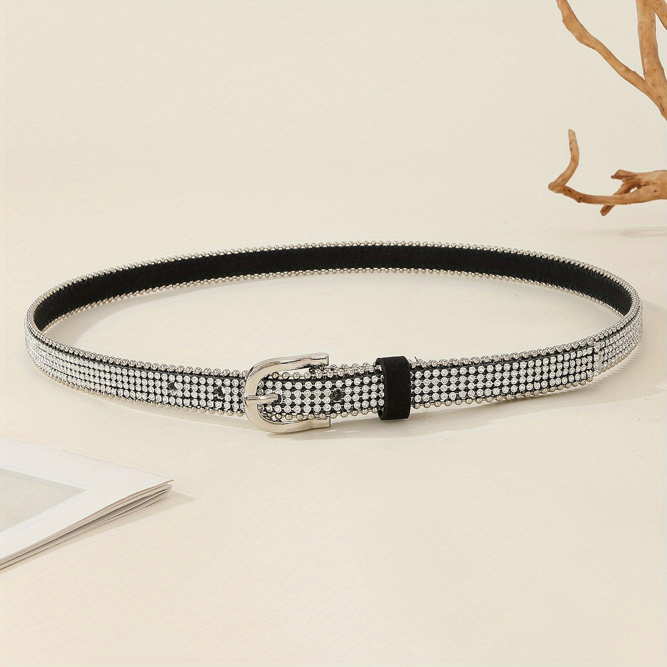 Sequin Rhinestone Belt PU Leather Waistband Y2K Hip Hop Jeans Pants Belt