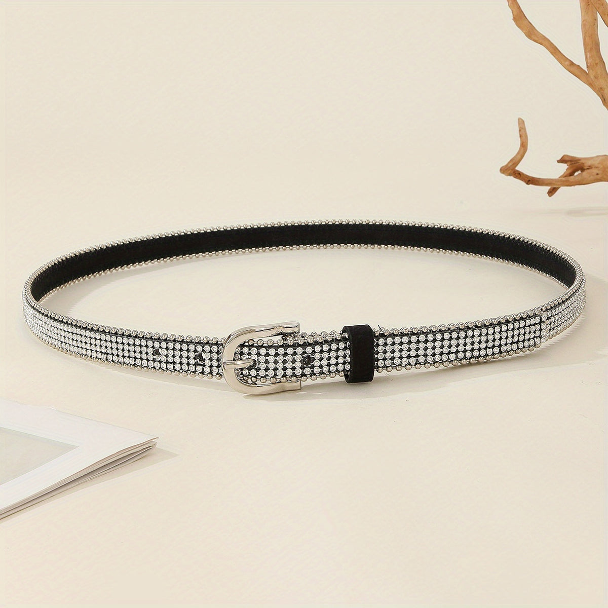 Sequin Rhinestone Belt PU Leather Waistband Y2K Hip Hop Jeans Pants Belt