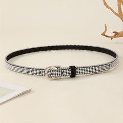 Sequin Rhinestone Belt PU Leather Waistband Y2K Hip Hop Jeans Pants Belt