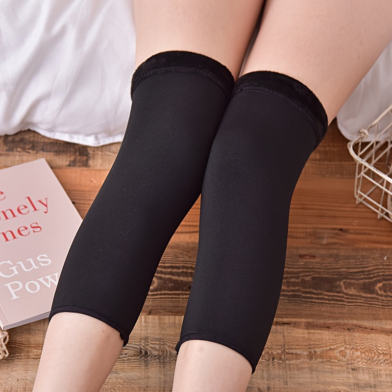 Plush Lined Leg Warmers Solid Thick Socks