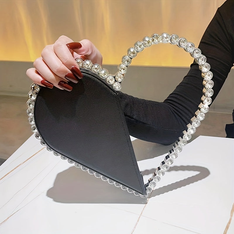 Heart Shape Evening Bag Clutch Purse Wedding Handbag for Party