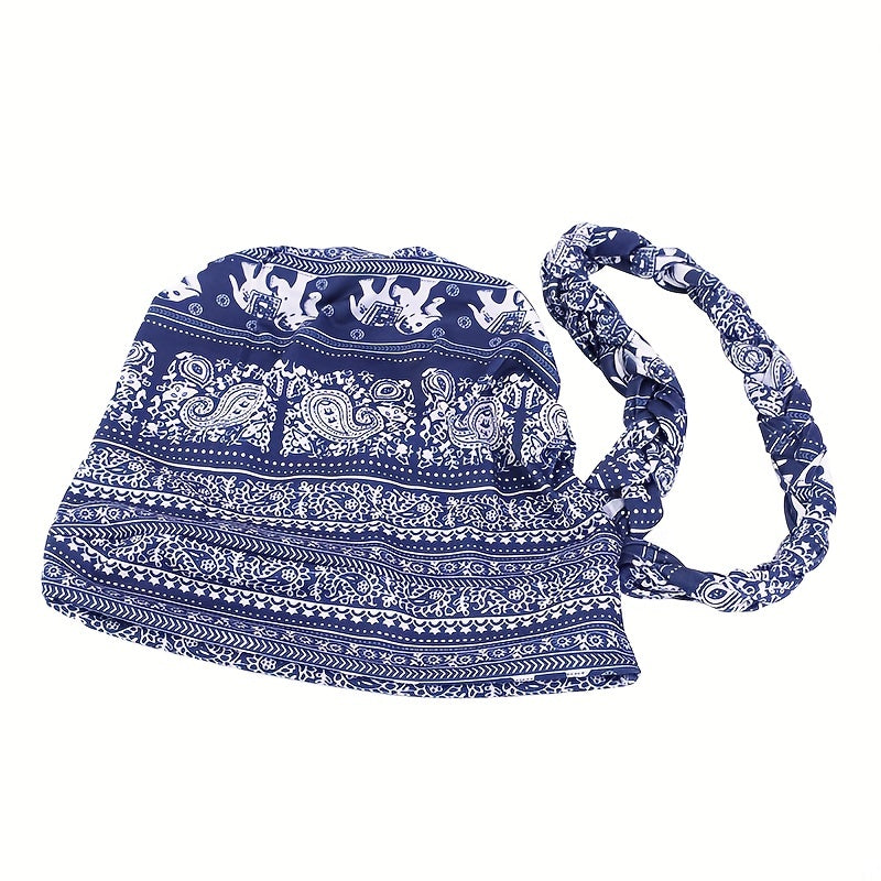 Boho Print Braided Turban Cap Vintage Pre-tied Bonnet Head Wrap Head Scarf