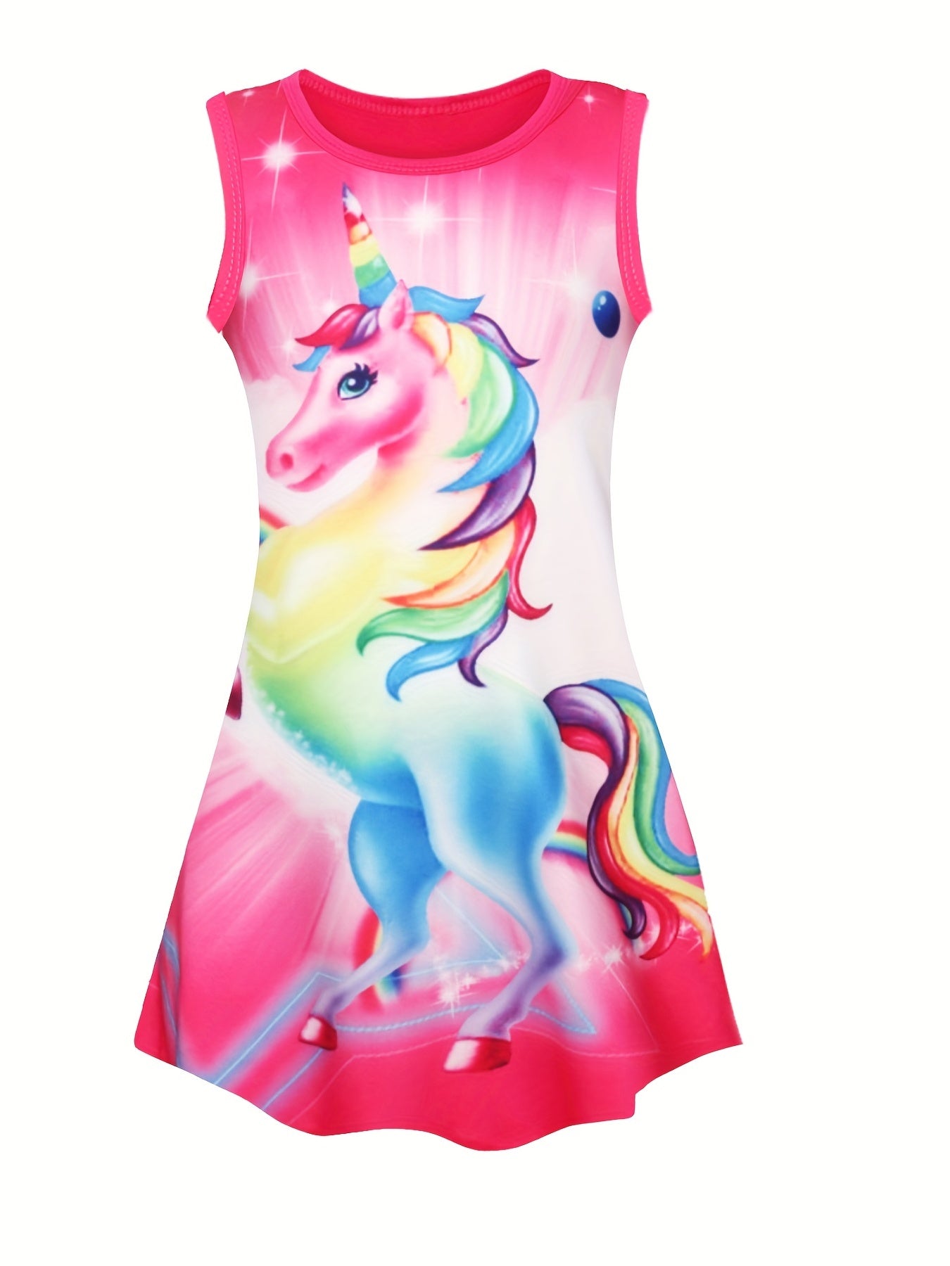Toddler Girls Unicorn Graphic Tank Dress For Party