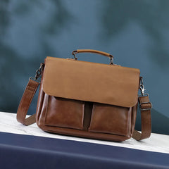 Retro Business Handbag Men's Briefcases PU Leather Laptop Bag