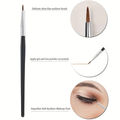 Fine Angled Eyeliner Brush Set Precision Gel Eye Makeup 3 Pieces