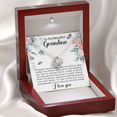 Rhinestone Pendant Necklace with Message Card for Grandma