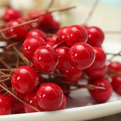 100pcs Christmas Decor Artificial Holly Berry Wire Bundle Garland Wreath