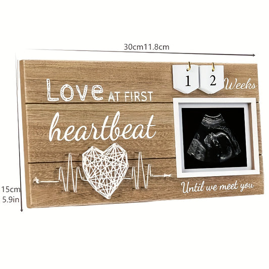 Wooden Baby Ultrasound Frame with Heartbeat Display
