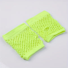 Y2K Short Fishnet Gloves Elastic Punk Fingerless Gloves