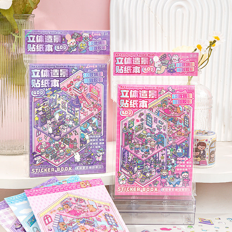 40 Cute Cartoon Character Sticker Book PET Material Multi-functional Decorative