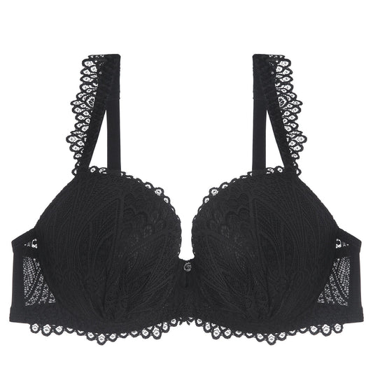  Floral Lace Scalloped Trim Molded Cup High Stretch Bralette