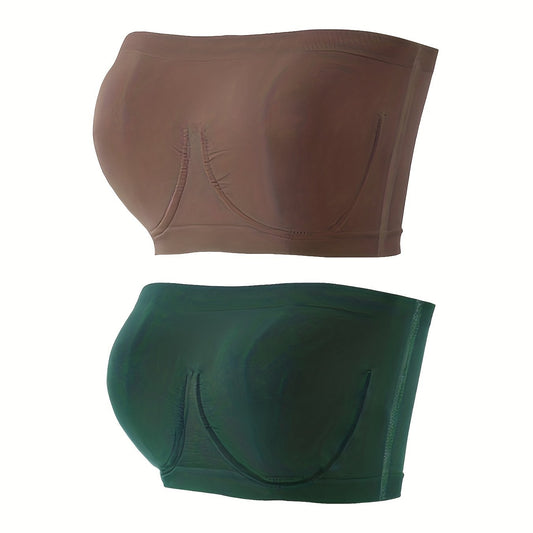 2 Pack Plus Size Sexy Tube Bra Set Comfort Wireless Stretchy Wrap Chest T shirt