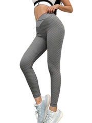 Textured Workout Leggings Solid Skinny Sporty Leggings Women's Clothing