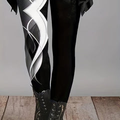  Striped Skinny Trousers High Rise Elastic Stretch Pants