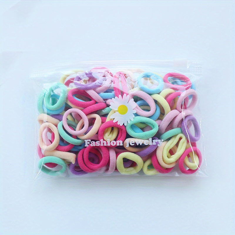 100pcs Small Rubber Band Solid Hair Tope Seamless Ponytail Holder